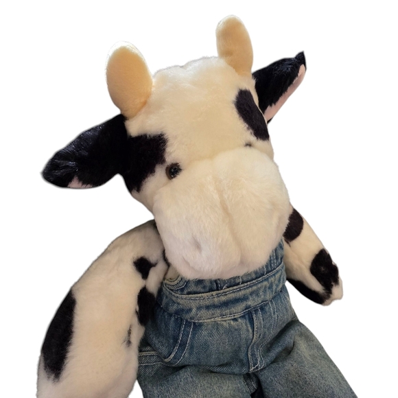 Retired Build-A-Bear Holstein Cow Plush in Denim Overalls – 16” - Picture 3 of 7